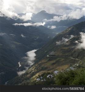 Landscape of Trongsa District in Bhutan