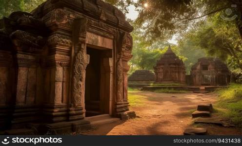 Landscape old hindu temple arch entrance,created by AI