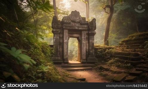 Landscape old hindu temple arch entrance,created by AI