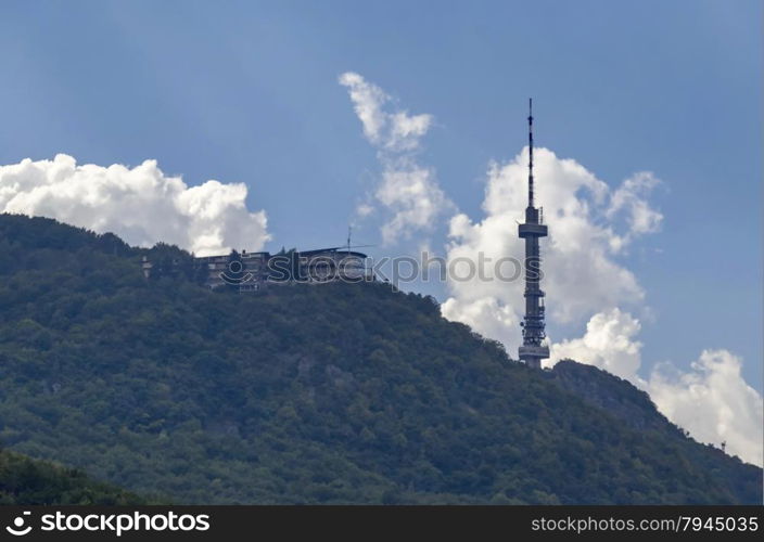 Landscape on the part of Vitosha mountain with television tower in Vitosha mountain, Bulgaria