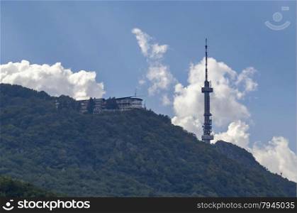 Landscape on the part of Vitosha mountain with television tower in Vitosha mountain, Bulgaria
