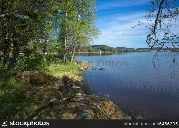 landscape on the shore of a lake in Karelia. Picturesque landscape on the shore of a lake in Karelia