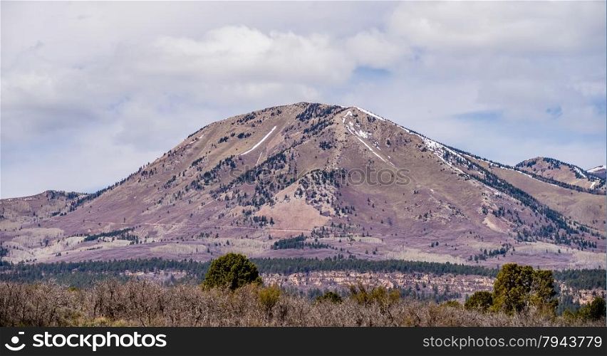 landscape overlooking south peak and abajo peak mountains. landscape overlooking south peak and abajo peak mountains in utah