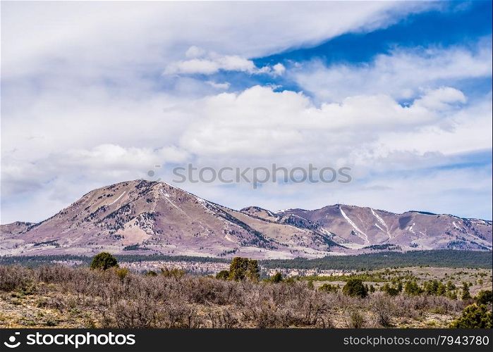 landscape overlooking south peak and abajo peak mountains. landscape overlooking south peak and abajo peak mountains in utah