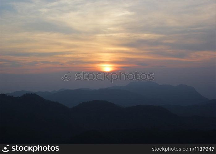 landscape photo, beautiful sunrise over the hill