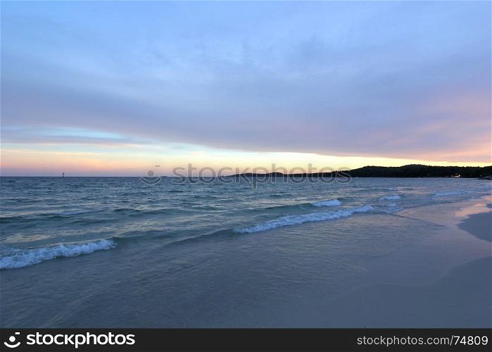 landscape photo, sea beach in the evening with beautiful sky background