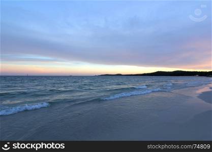 landscape photo, sea beach in the evening with beautiful sky background
