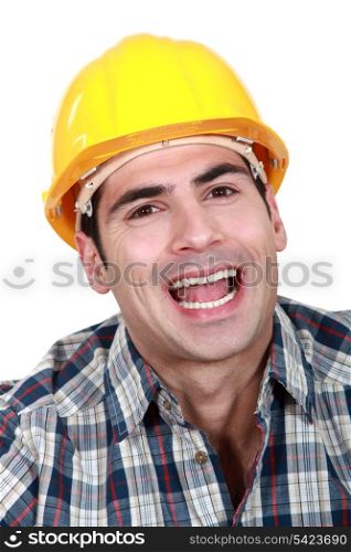 Landscape Portrait of smiling worker