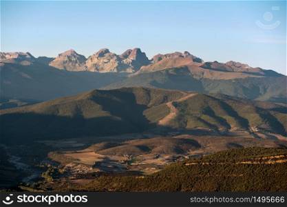 Landscape Pyrenees mountains in Huesca, Aragon, Spain.