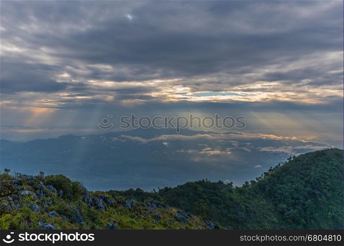 Landscape seen from mountain Chiang Dao in Chiang Mai Province,Thailand
