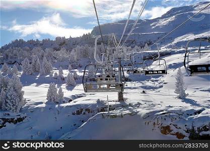 Landscape shot of ski lift