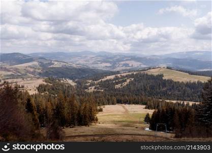 Landscape. Ski lift in the summer, the Carpathians mountains. Landscape. Ski lift in the summer, the Carpathians mountains.