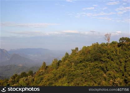 landscape view of beautiful mountain hills with beautiful sky background