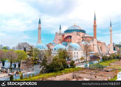 Landscape View of Hagia Sophia in Istanbul, Turkey
