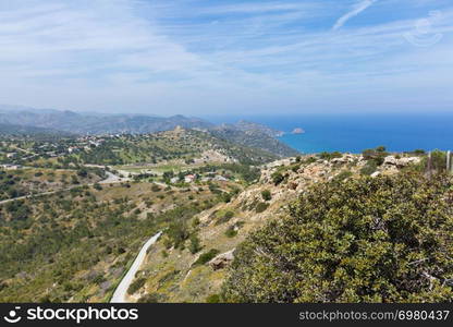 Landscape view of Limnitis area viewed from Vouni Palace in Cyprus