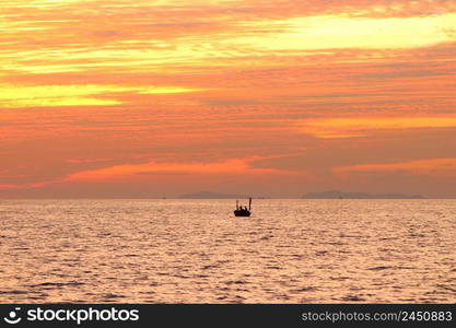 landscape view of peaceful ocean with beautiful sunset background