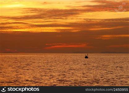 landscape view of peaceful ocean with beautiful sunset background