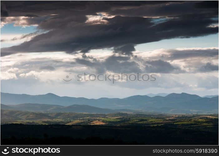 Landscape view of the corbieres, France