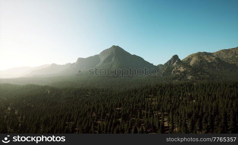 Landscape view of the mountain range with trees in the fall