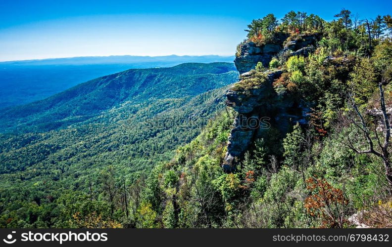 landscape views on top of table rock mountain nc