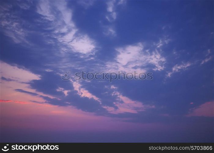 Landscape with a beautiful dramatic sunset sky