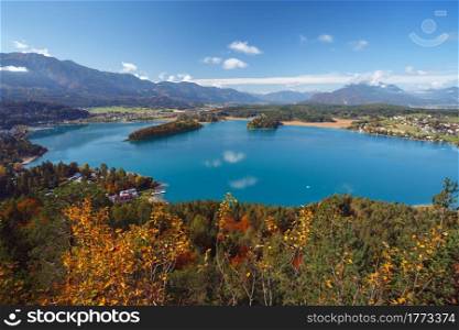 landscape with a beautiful mountain lake. autumn