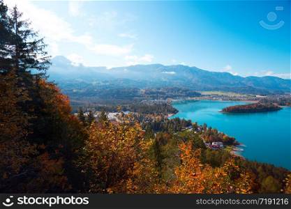 landscape with a beautiful mountain lake. autumn