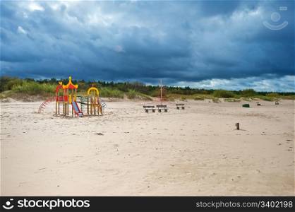 Landscape with beach at the Baltic sea in autumn day.