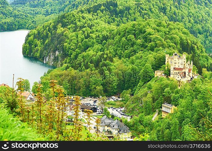Landscape with castle of Hohenschwangau in Bavaria, Germany.