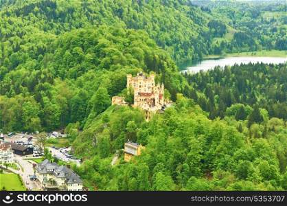 Landscape with castle of Hohenschwangau in Bavaria, Germany.