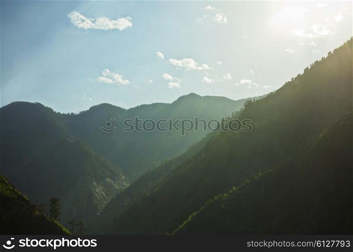 Landscape with mountains covered by forest