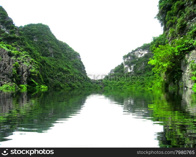 Landscape with moutain and river, Trang An, Ninh Binh, Vietnam