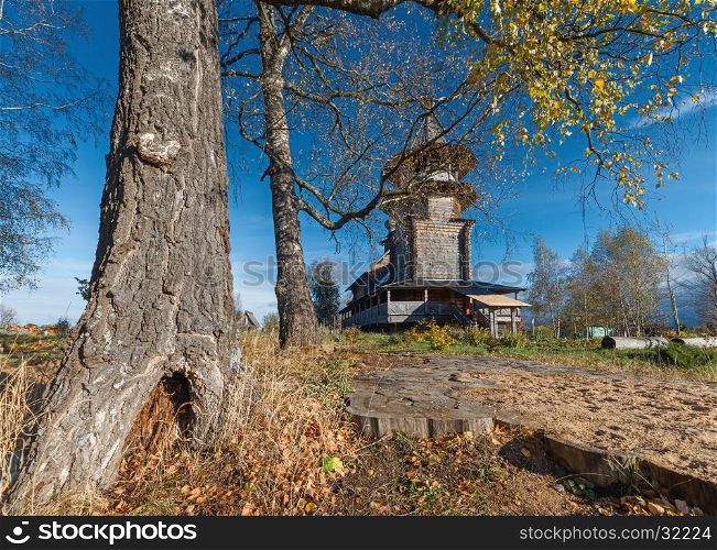 Landscape with orthodox church; Blagoveshcheniye village, Church of the Annunciation