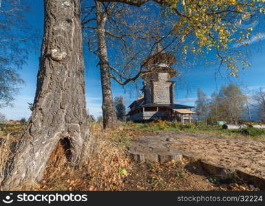 Landscape with orthodox church; Blagoveshcheniye village, Church of the Annunciation