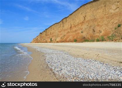 Landscape with sea and beautiful clay shore in Kurortnoe , Ukraine