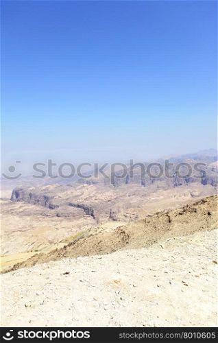 Landscape with sendstone mountains near Petra. Jordan