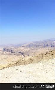 Landscape with sendstone mountains near Petra. Jordan