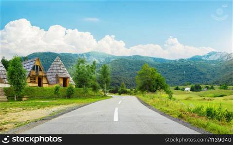 Landscape with the image of mountain road in montenegro