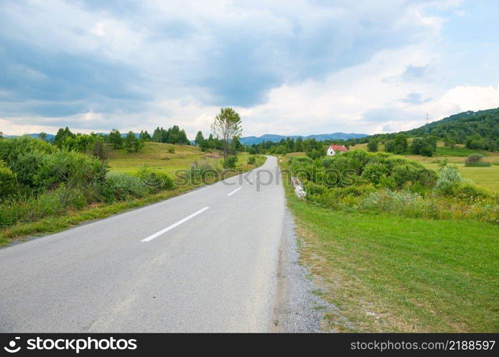 Landscape with the image of mountain road in montenegro. Landscape from road in montenegro
