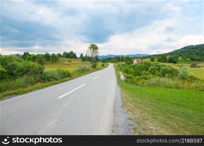 Landscape with the image of mountain road in montenegro. Landscape from road in montenegro