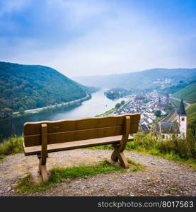 Landscape with the river Moselle in Germany. panorama of Moselle valley and Mosel