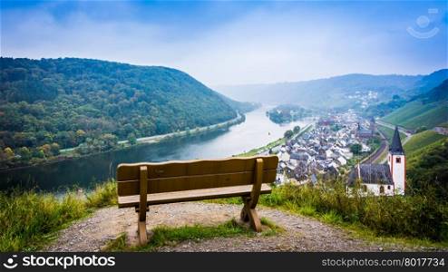 Landscape with the river Moselle in Germany. panorama of Moselle valley and Mosel