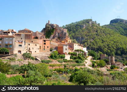 Landscape with village Pratdip in Spanish Catalunya