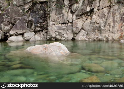 Landscapes of mountain throats of crystalline water