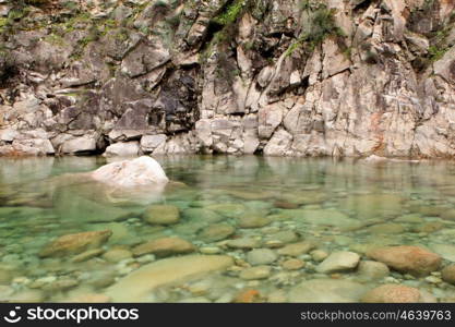 Landscapes of mountain throats of crystalline water