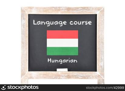Language course with flag on board