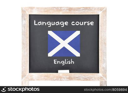 Language course with flag on board