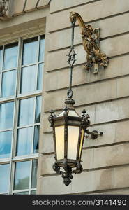 Lantern hanging on the wall of a building, Michigan Avenue, Chicago, Cook County, Illinois, USA