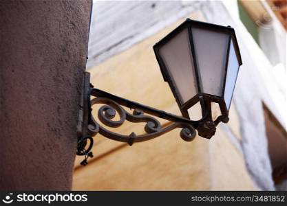lantern on house wall background