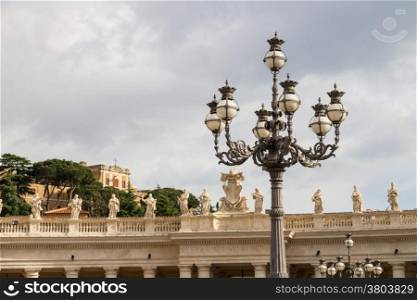 Lantern on St. Peter&rsquo;s Square at the Vatican. Rome, Italy